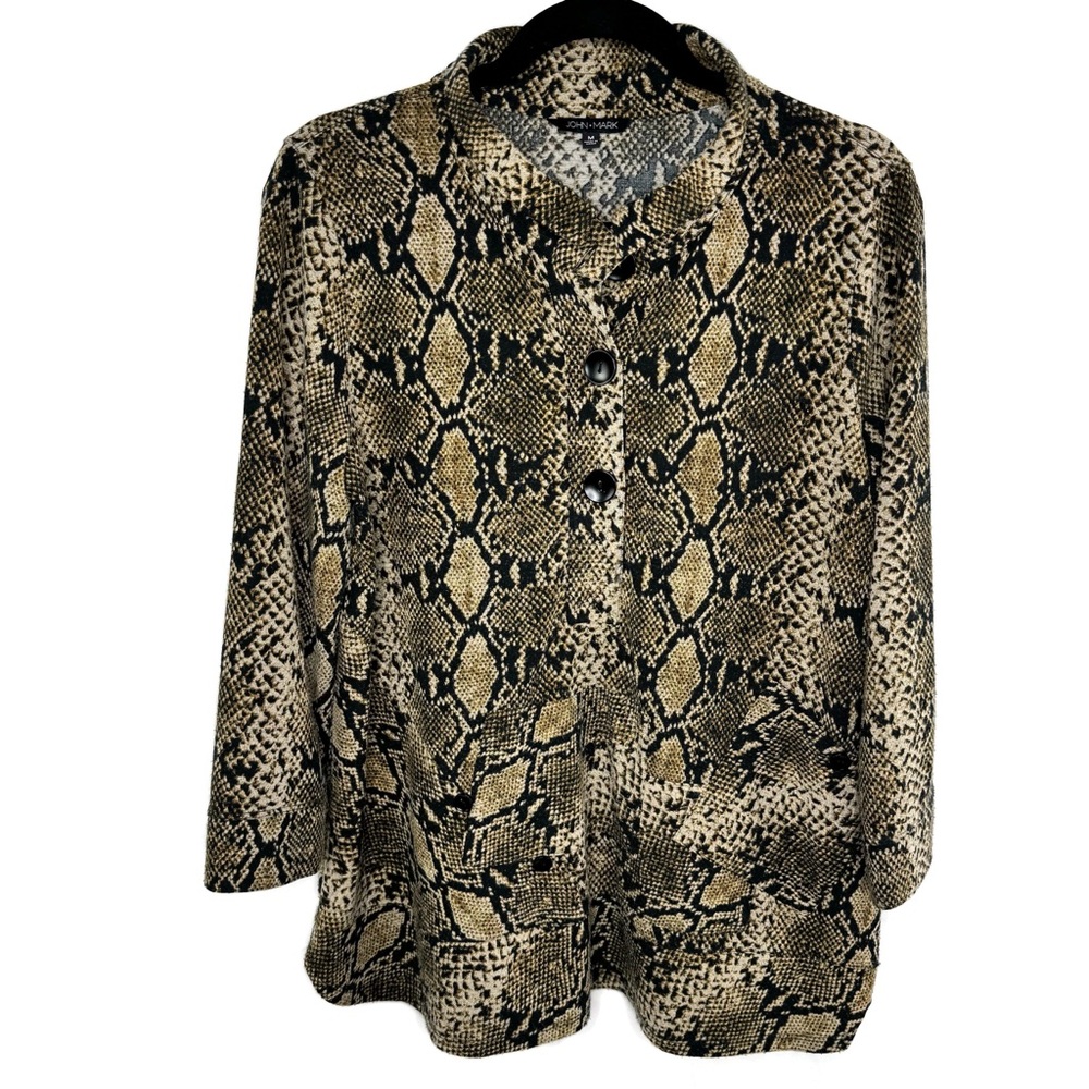 John Mark Snake Print Tunic - Black and Tan Wire Collar Medium